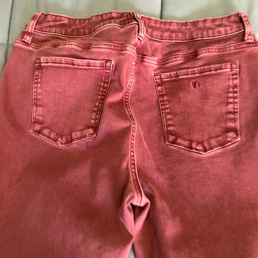 Rose colored skinny jeans